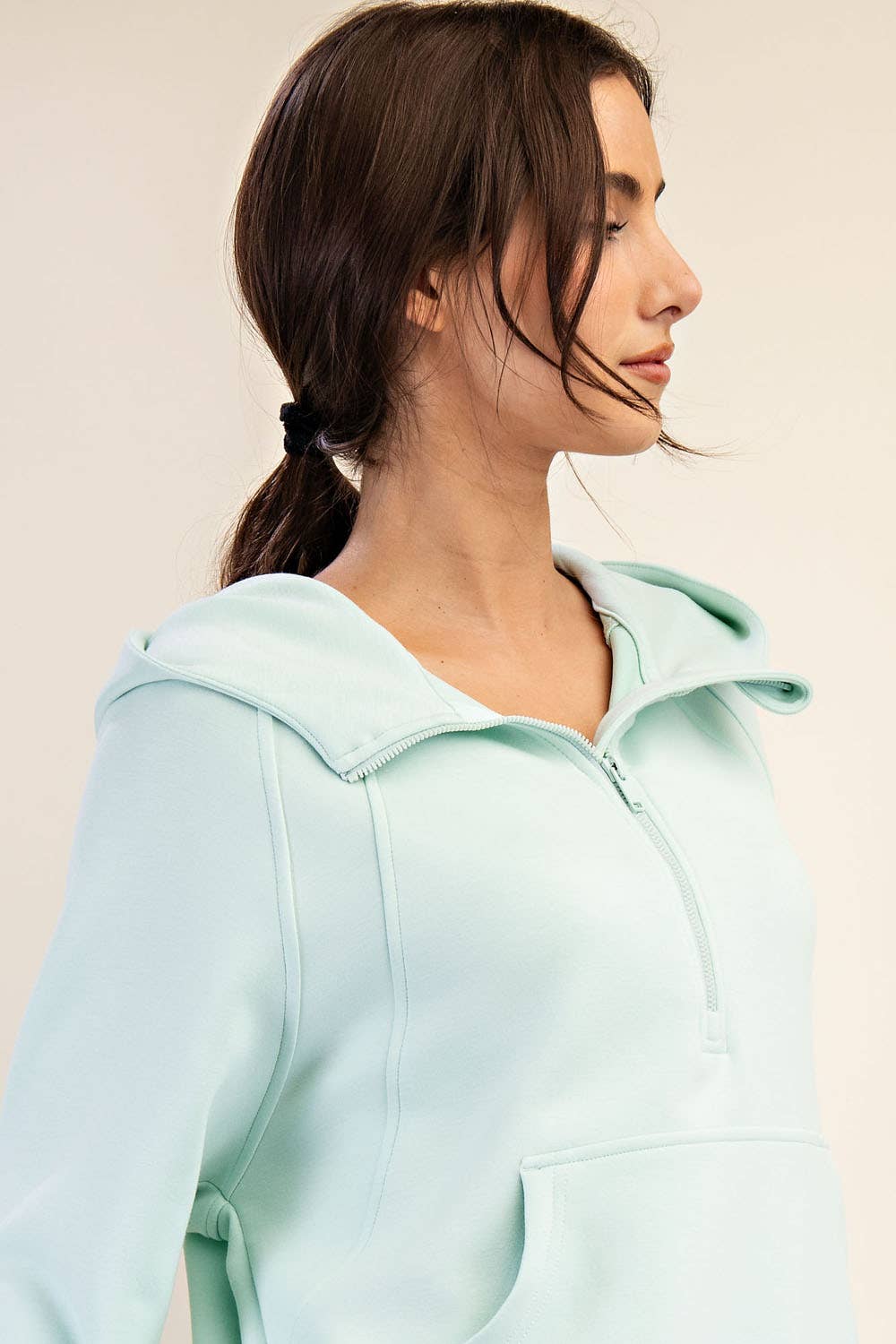 Modal Scuba Cropped Quarter Zip Hoodie