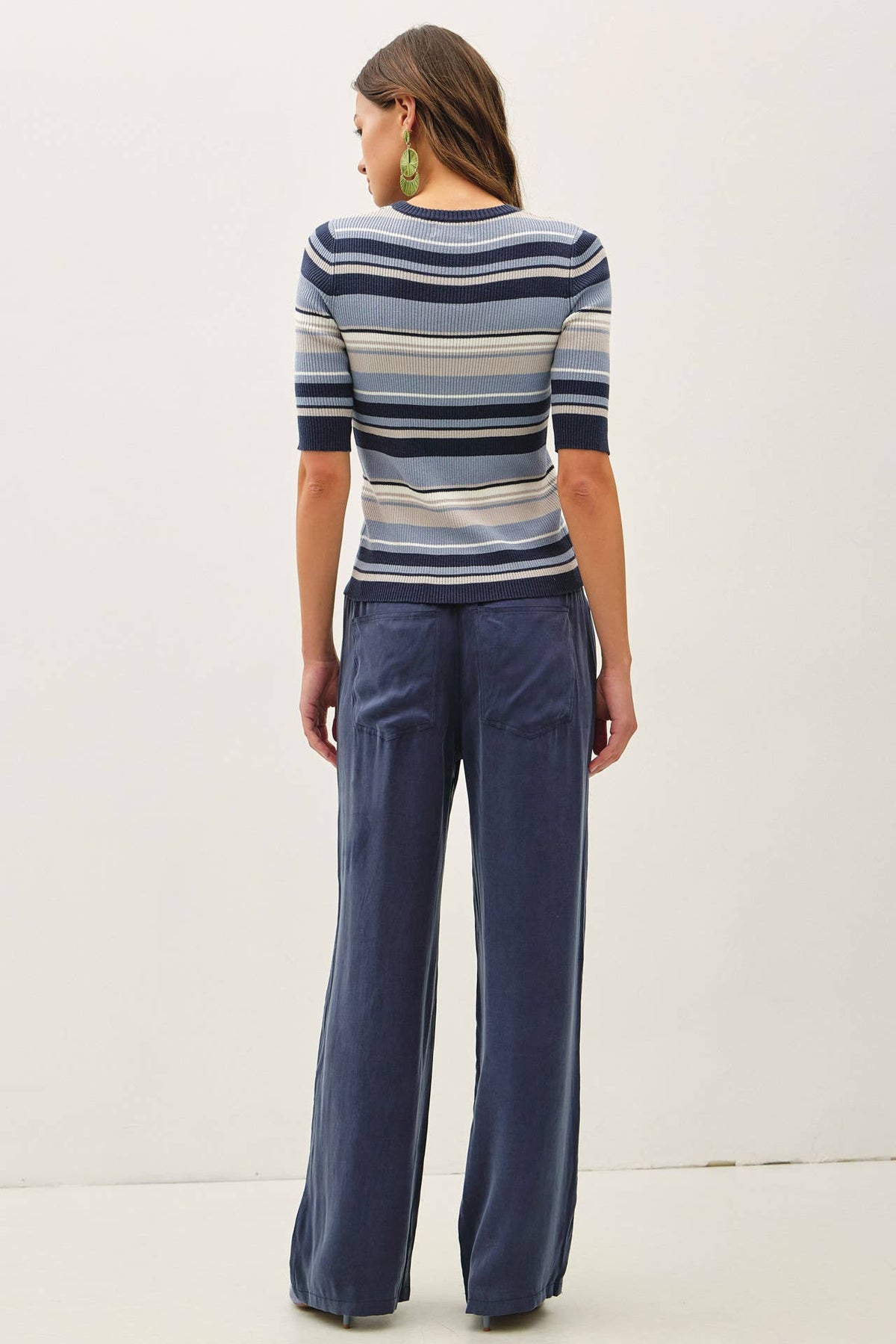 Air-Washed Wide Leg Belted Pants