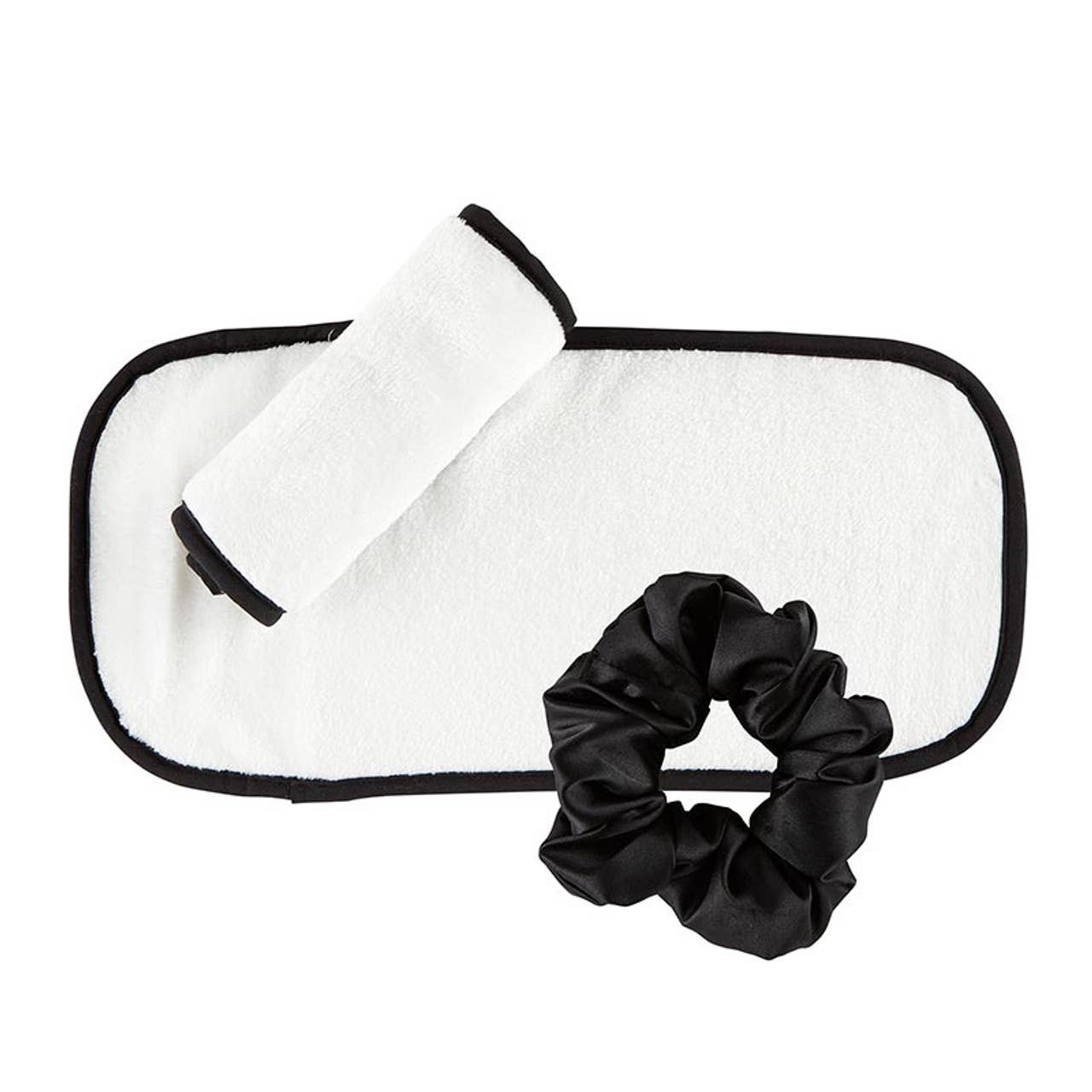 Plush Face Cloth - White with Black Trim Core Bella Sleep + Spa