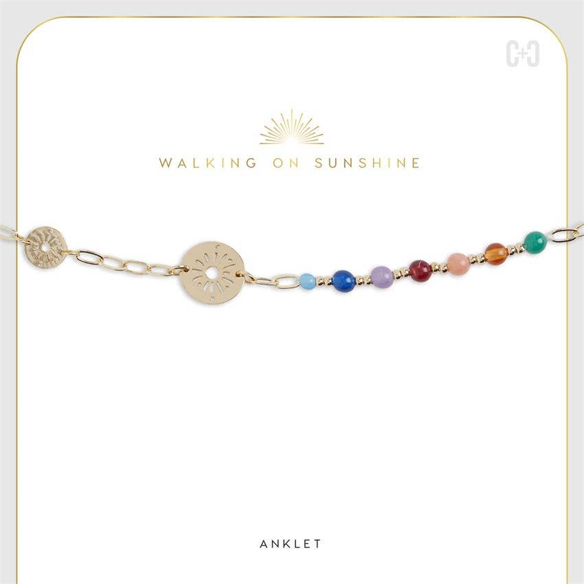 Aelia Anklet: Gold Multi Bead Flower Spring-Summer COCO + CARMEN