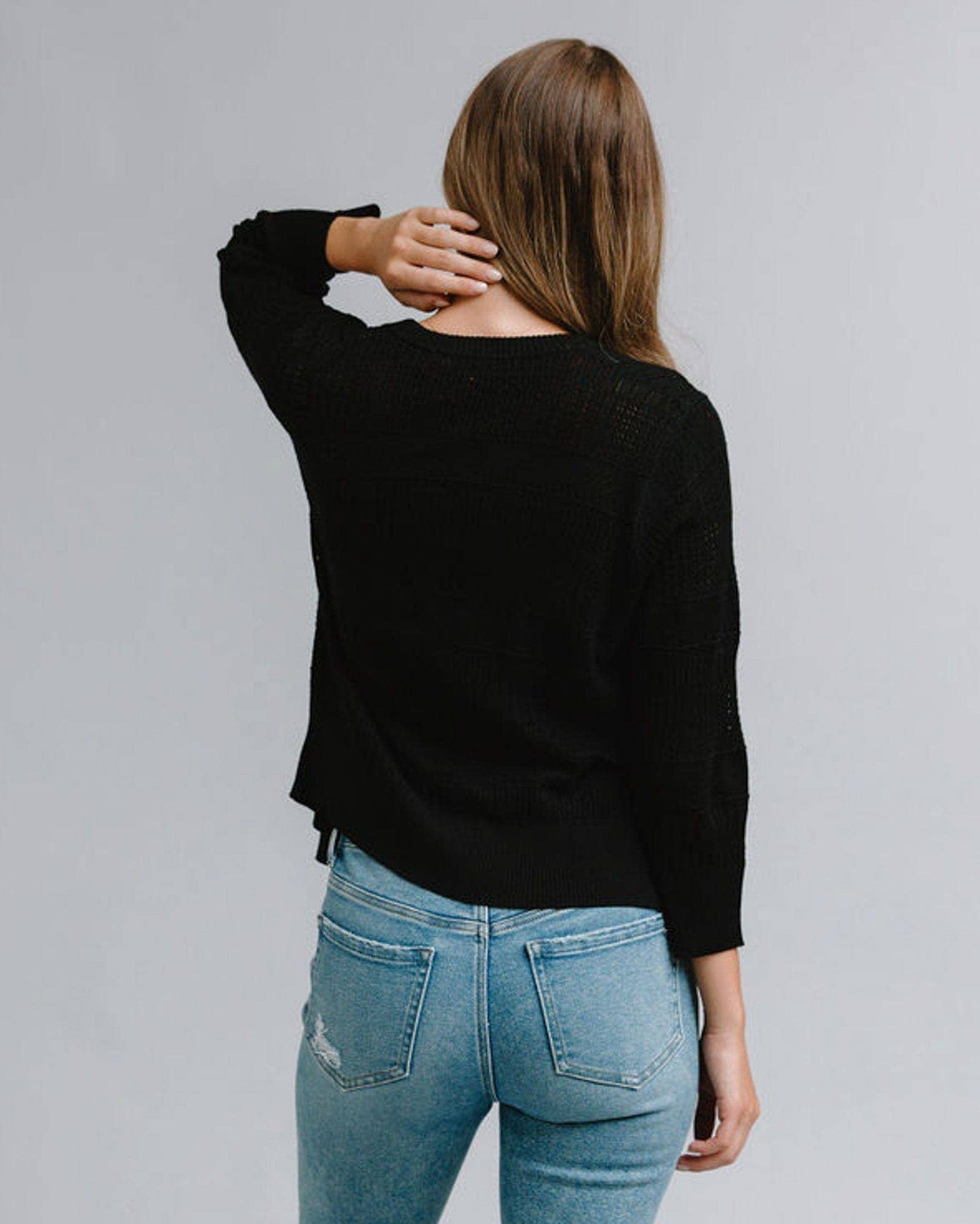 Mixed Texture Sweater: Black Beauty Spring-Summer Downeast