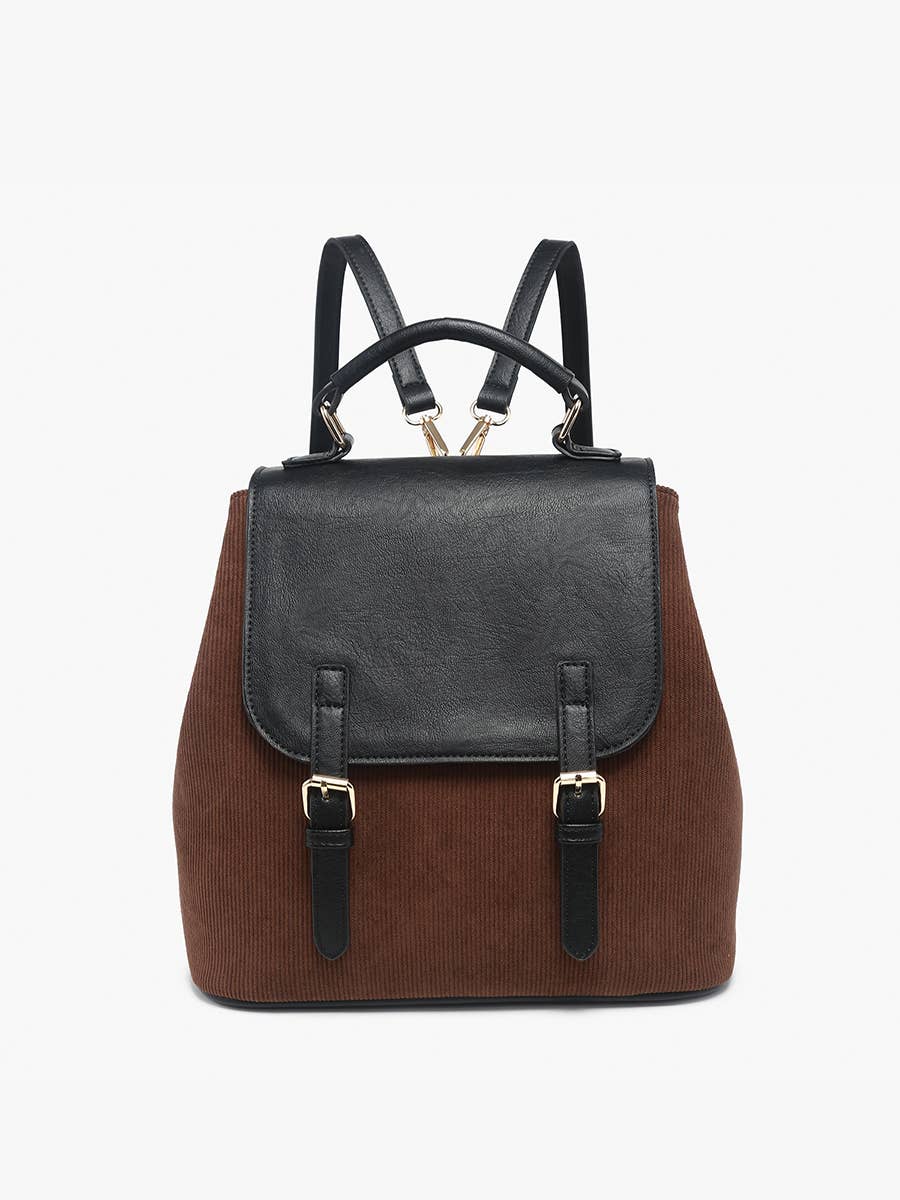 Brown Brooks Corduroy Convertible Backpack Fall-Winter Jen & Co.