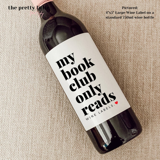 Wine Label - Book Club | Perfect Gift for Book Lovers (4x5) Core the pretty little mess