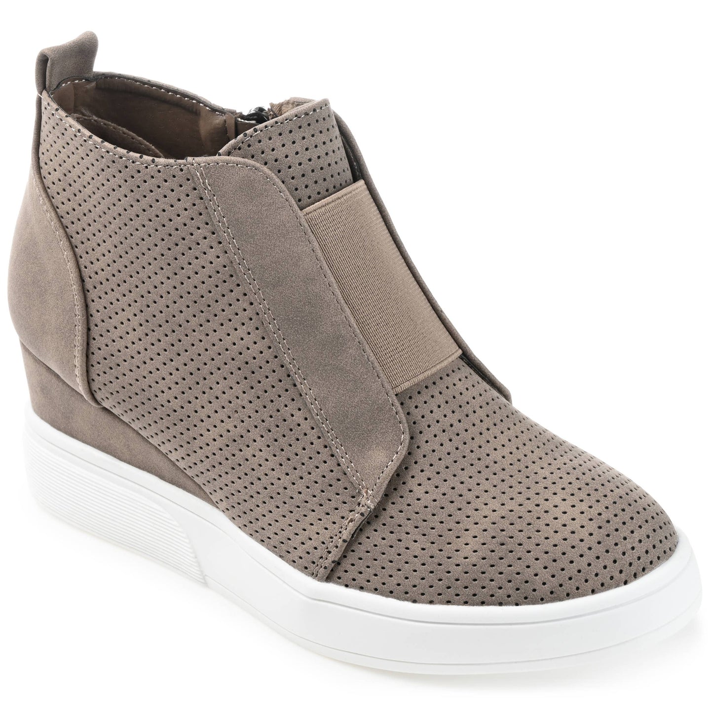 Taupe Clara Wedge Sneakers In Faux Leather Fall-Winter Journee Collection