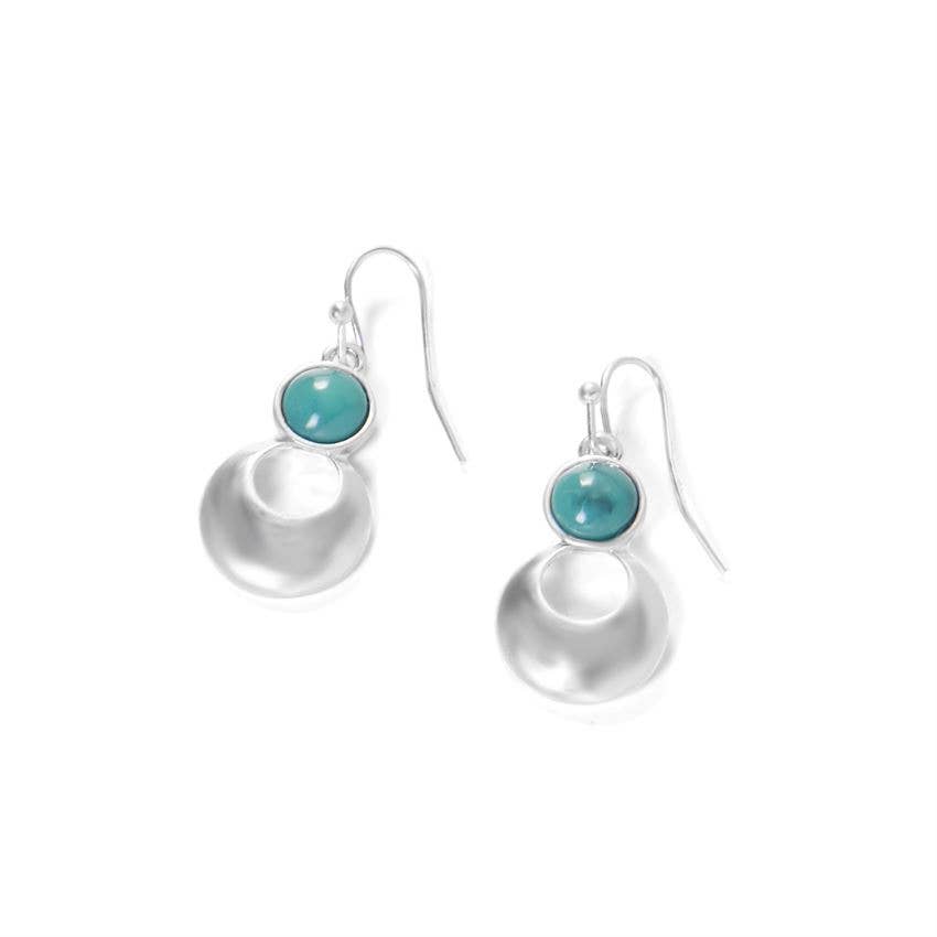 Silver Circle Dangle Earrings w/ Turquoise Whispers