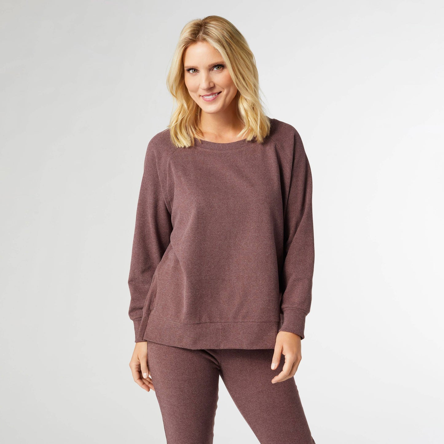 Weekend Brushed Side Zip Raglan Sleeve in Wine Fall-Winter COCO + CARMEN