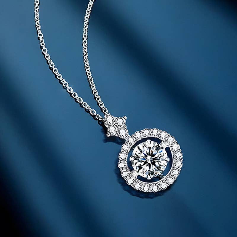 Dancing Moissanite Charm Necklace in 925 Sterling Silver: 1.0 ct Core Perimade & Co. LLC