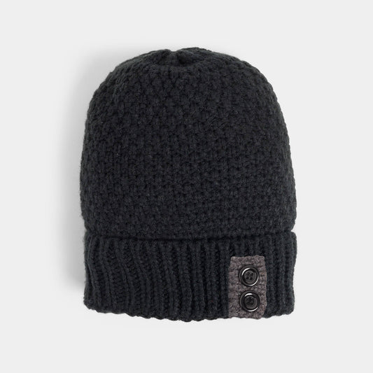 Black Tab Winter Knit Hat: One Size Fall-Winter COCO + CARMEN