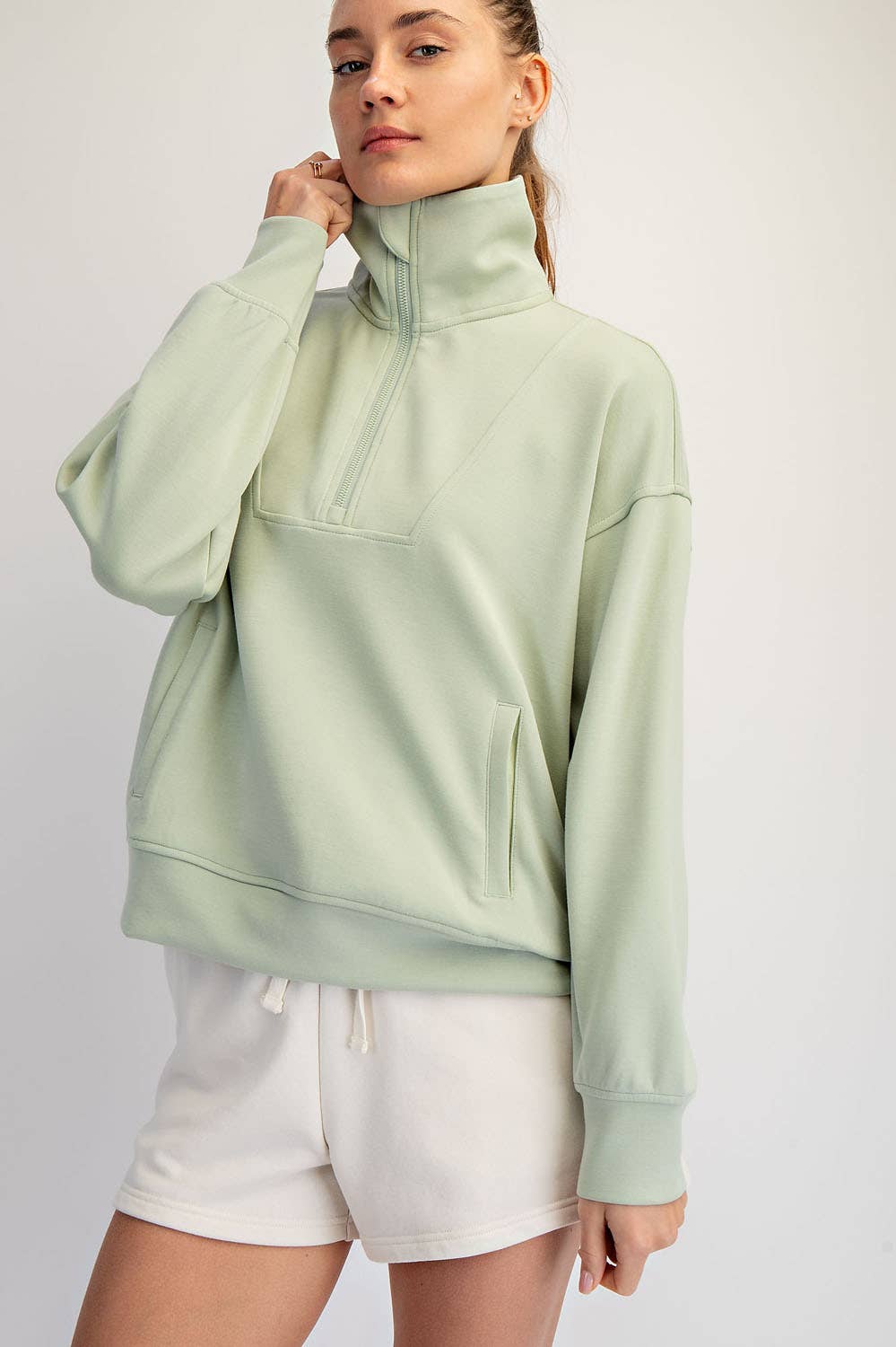 Butter Smooth Quarter Zip Mock Neck Pullover