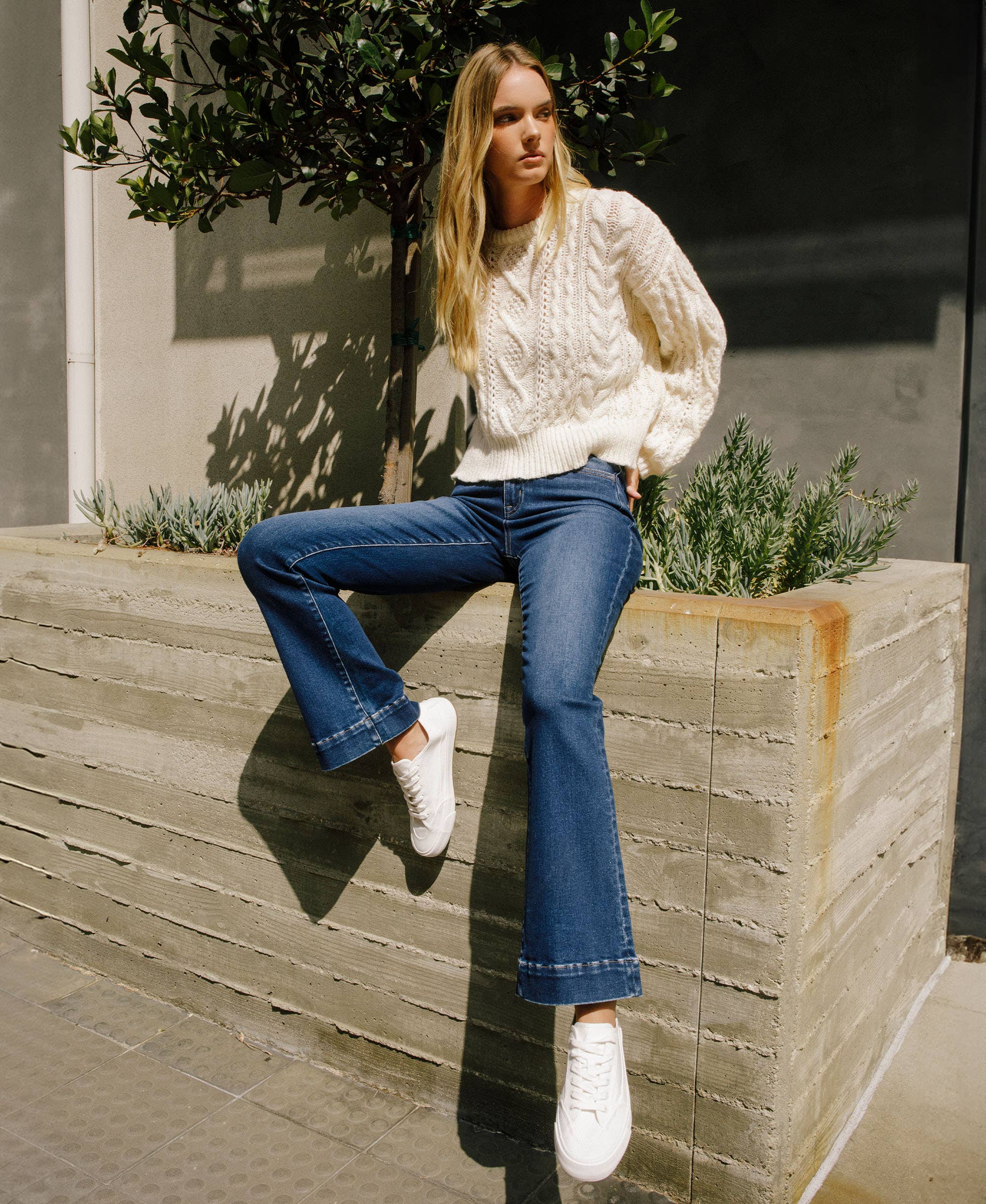 High Rise Bootcut Jeans – Comfort Stretch, Full-Length Trouser Hem