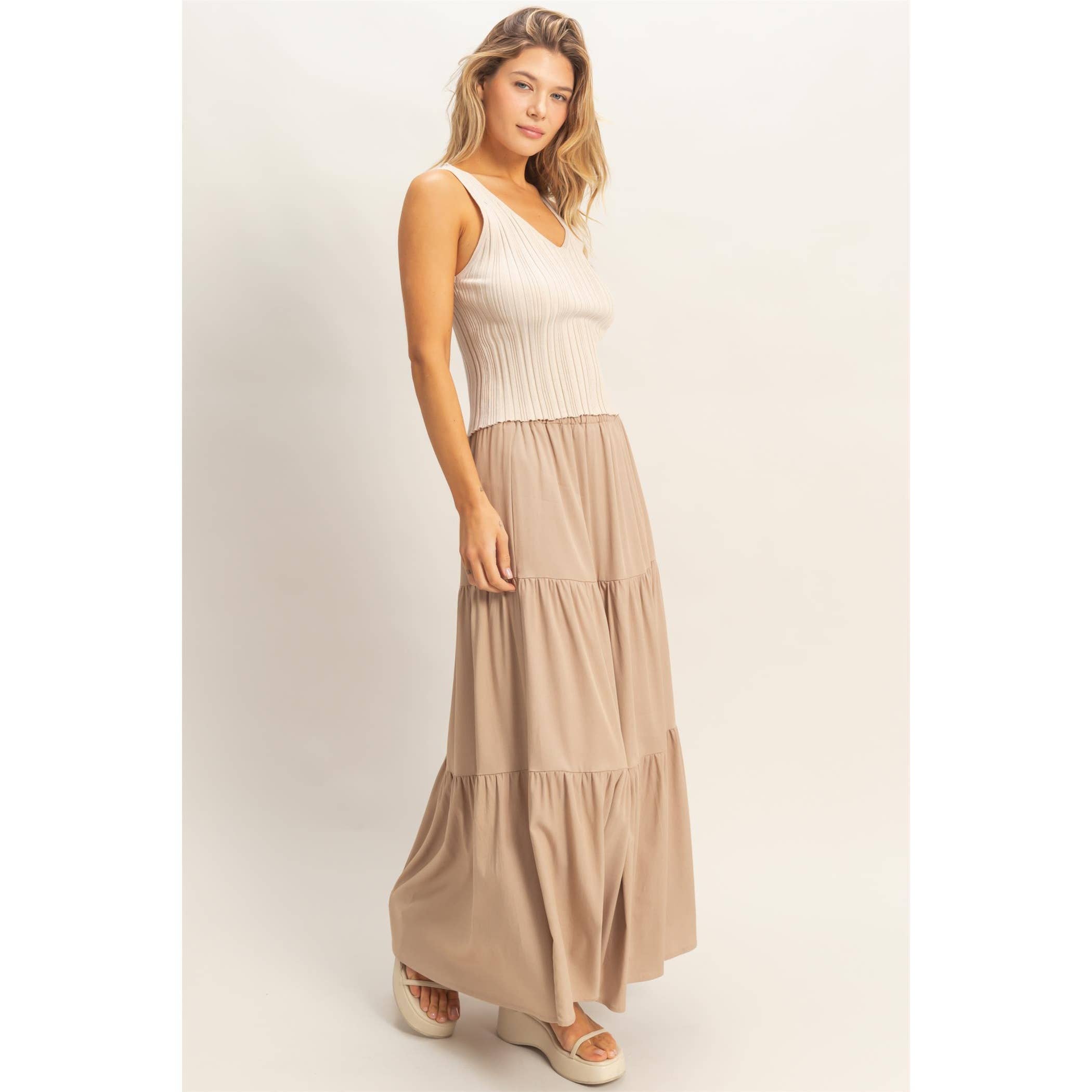 Elastic Waist 3-Tier Skirt