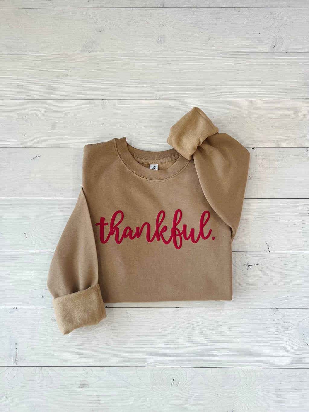 Embossed "Thankful" Oversized Sweatshirt