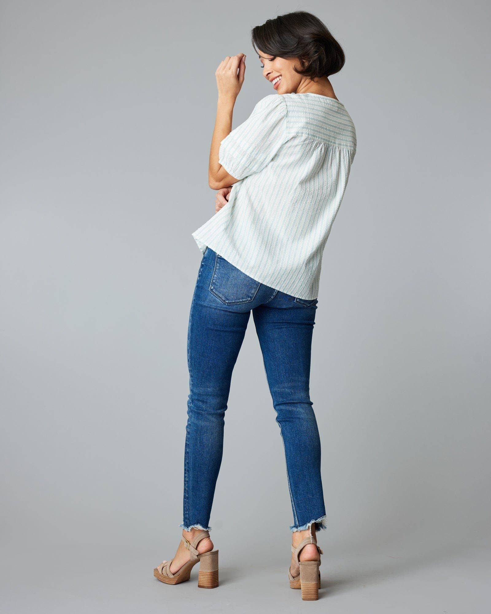 Alana Top: Blue Combo Spring-Summer Downeast