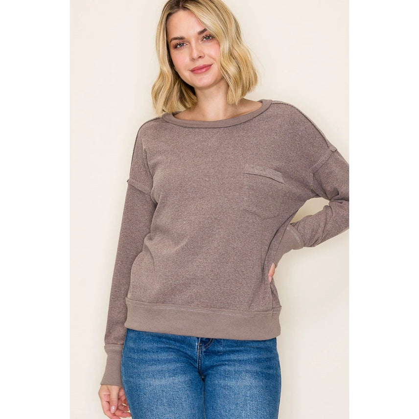 Exposed Stitching Brushed Top