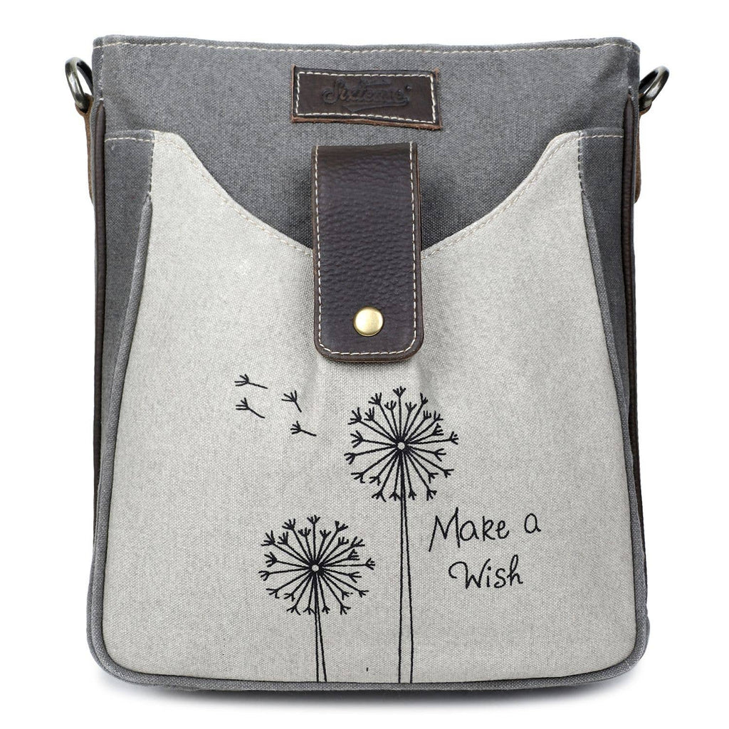 Canvas & Leather Women's Crossbody - Timberwolf/Taupe Gray