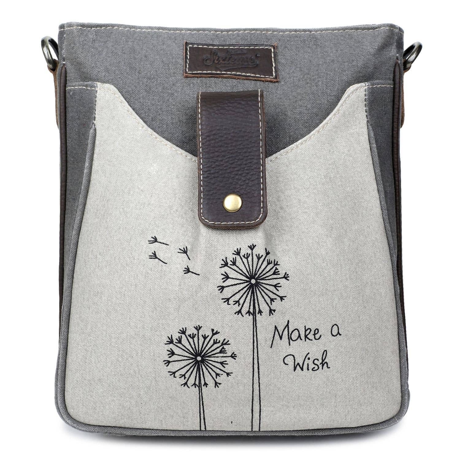Canvas & Leather Women's Crossbody - Timberwolf/Taupe Gray