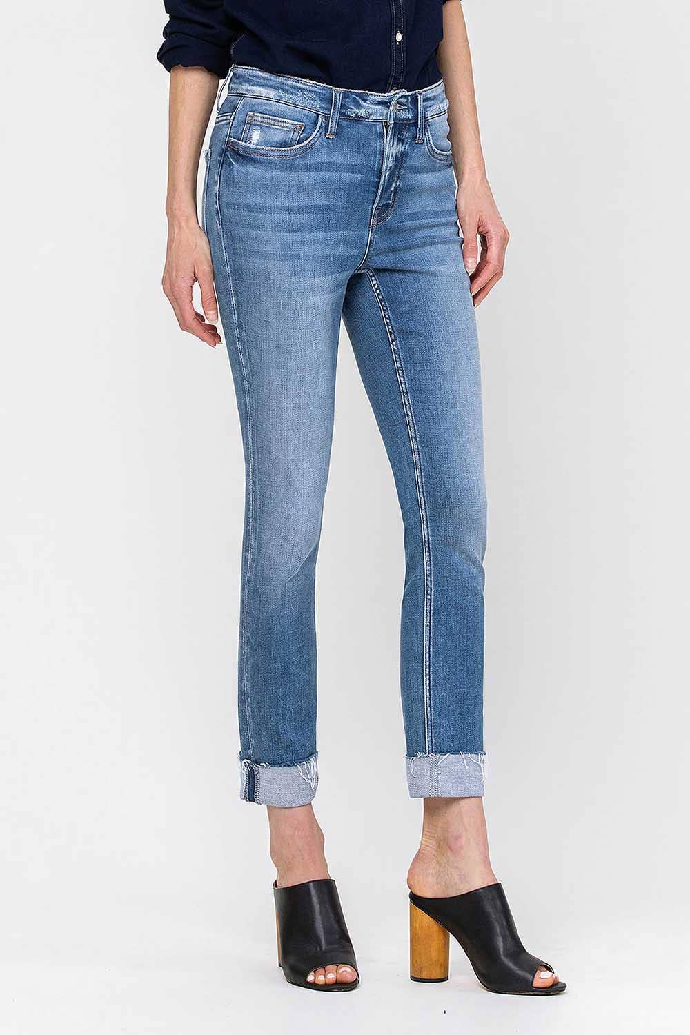 JANET MID RISE CUFFED CROPPED STRAIGHT JEANS Spring-Summer FLYING MONKEY