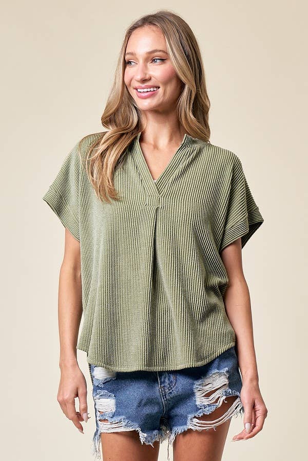 Olive Aleah Rib Top Spring-Summer lovely melody