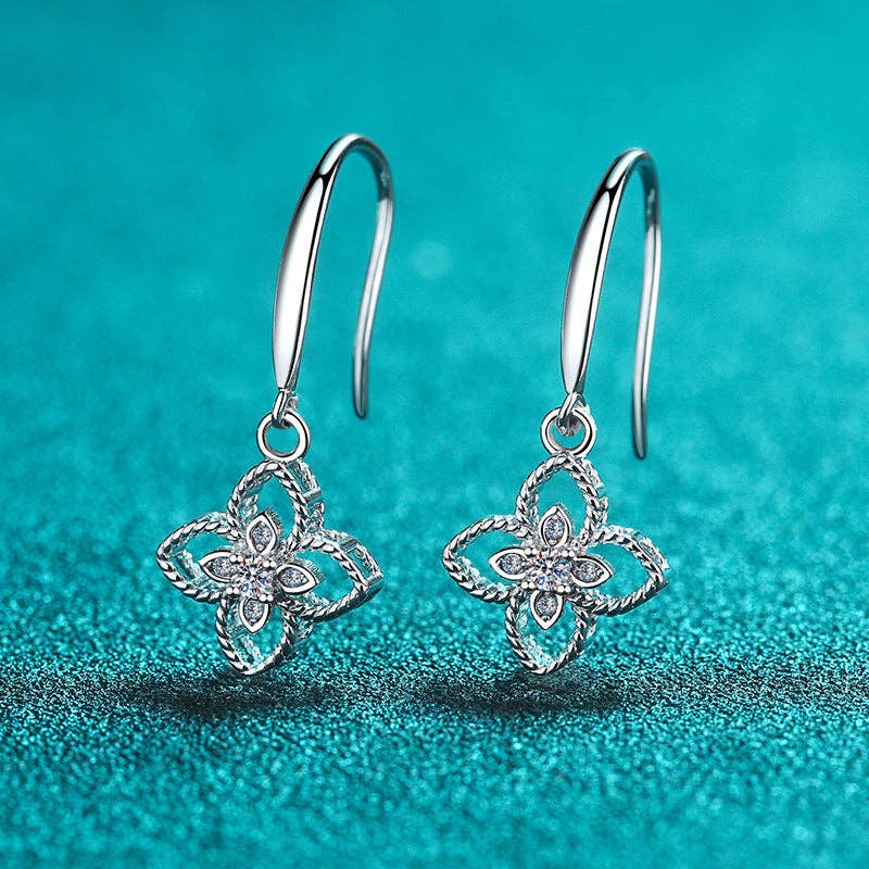 Moissanite Four Leaf Clover Earrings in 925 Sterling Silver (No Warranty) Core Perimade & Co. LLC