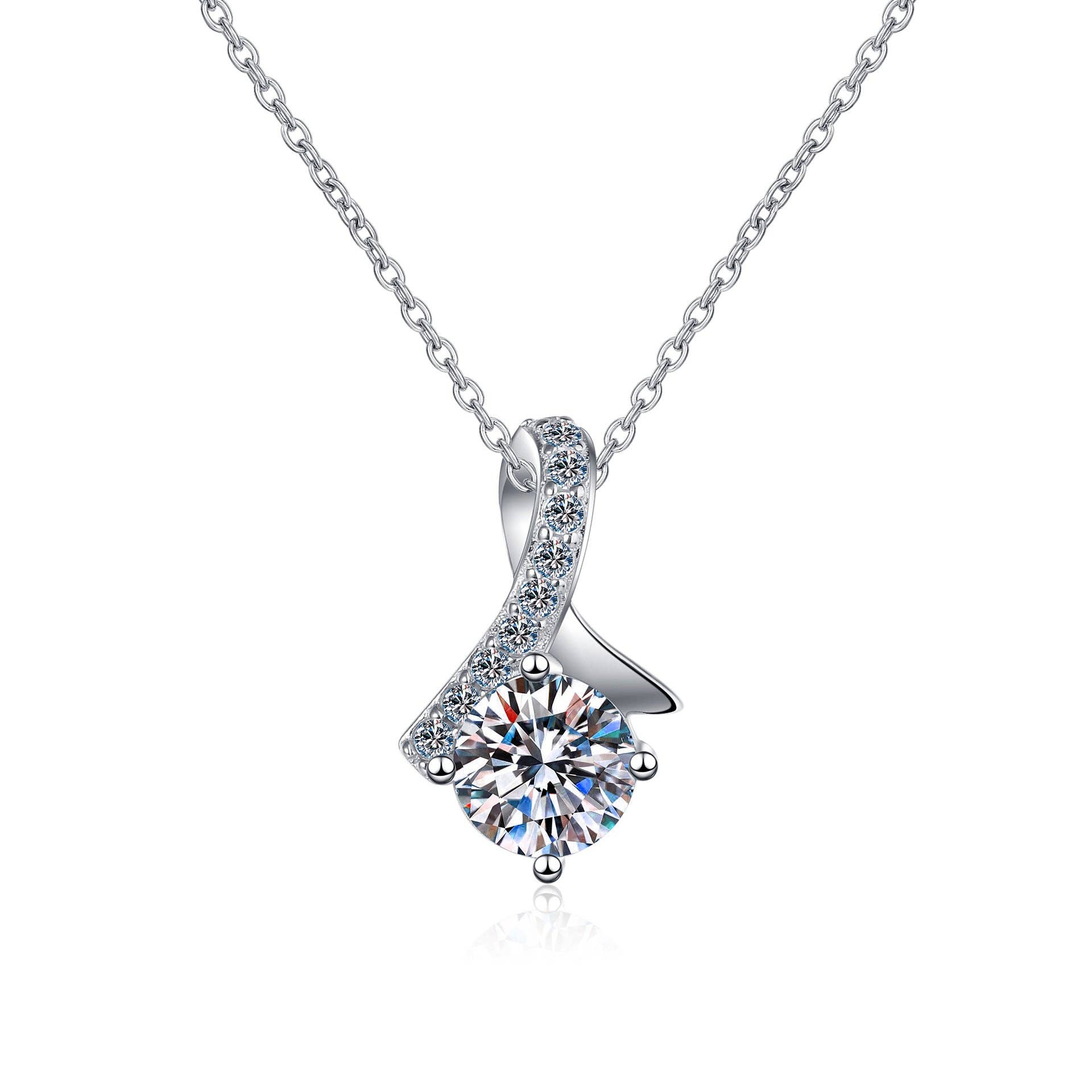Four-Prong Moissanite Ribbon Necklace in 925 Sterling Silver: 1.0 ct Fall-Winter Perimade & Co. LLC