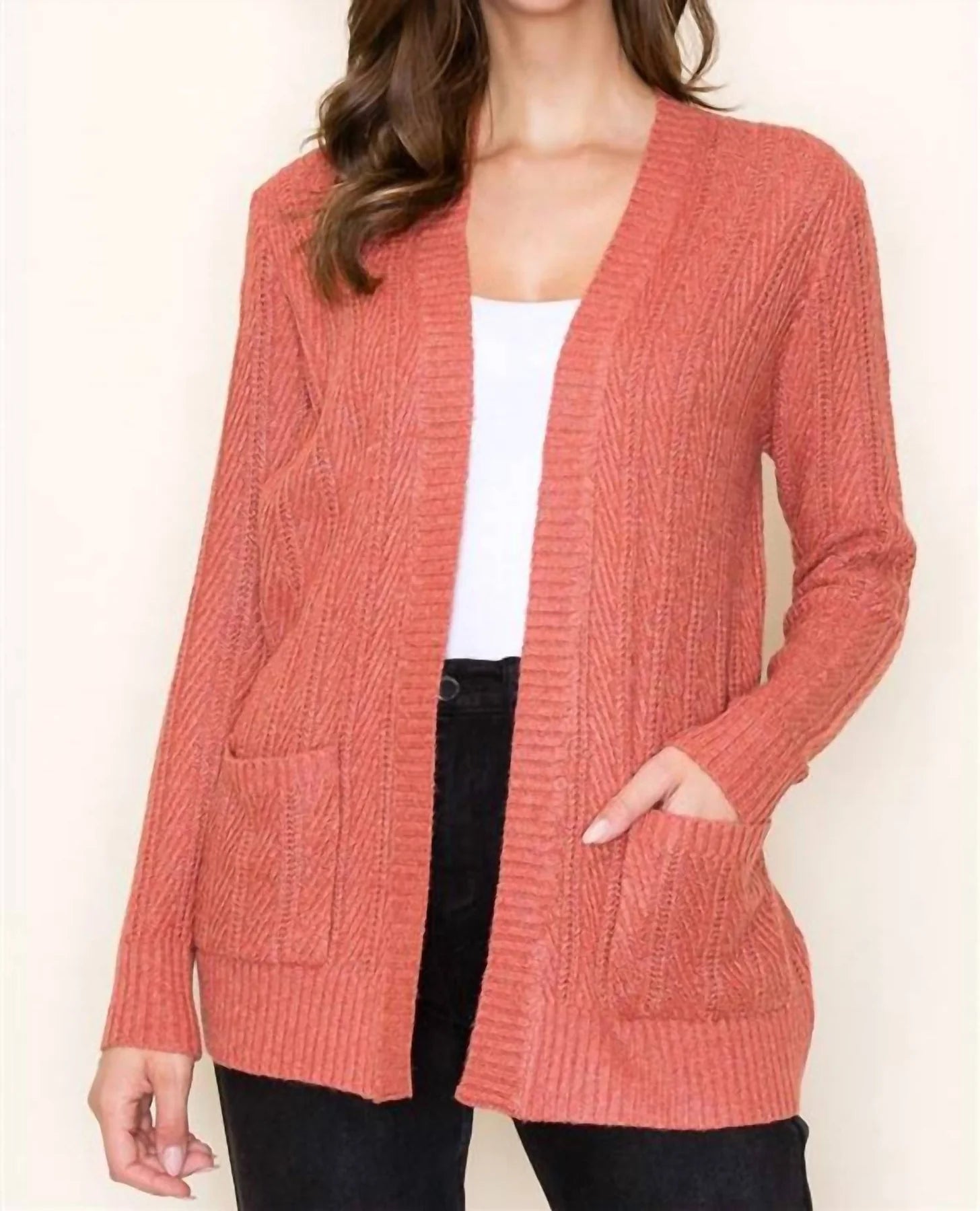 rita cardigan in rust