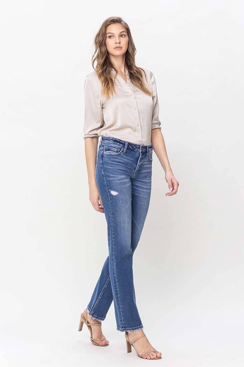 MID RISE DISTRESSED REGULAR STRAIGHT JEAN Spring-Summer FLYING MONKEY