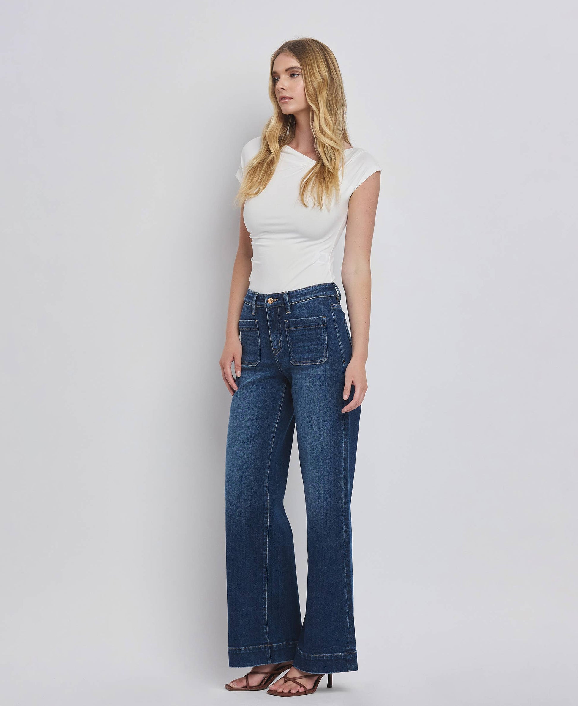 FLYING MONKEY - HIGH RISE WIDE TROUSER JEANS F5764D FLYING MONKEY