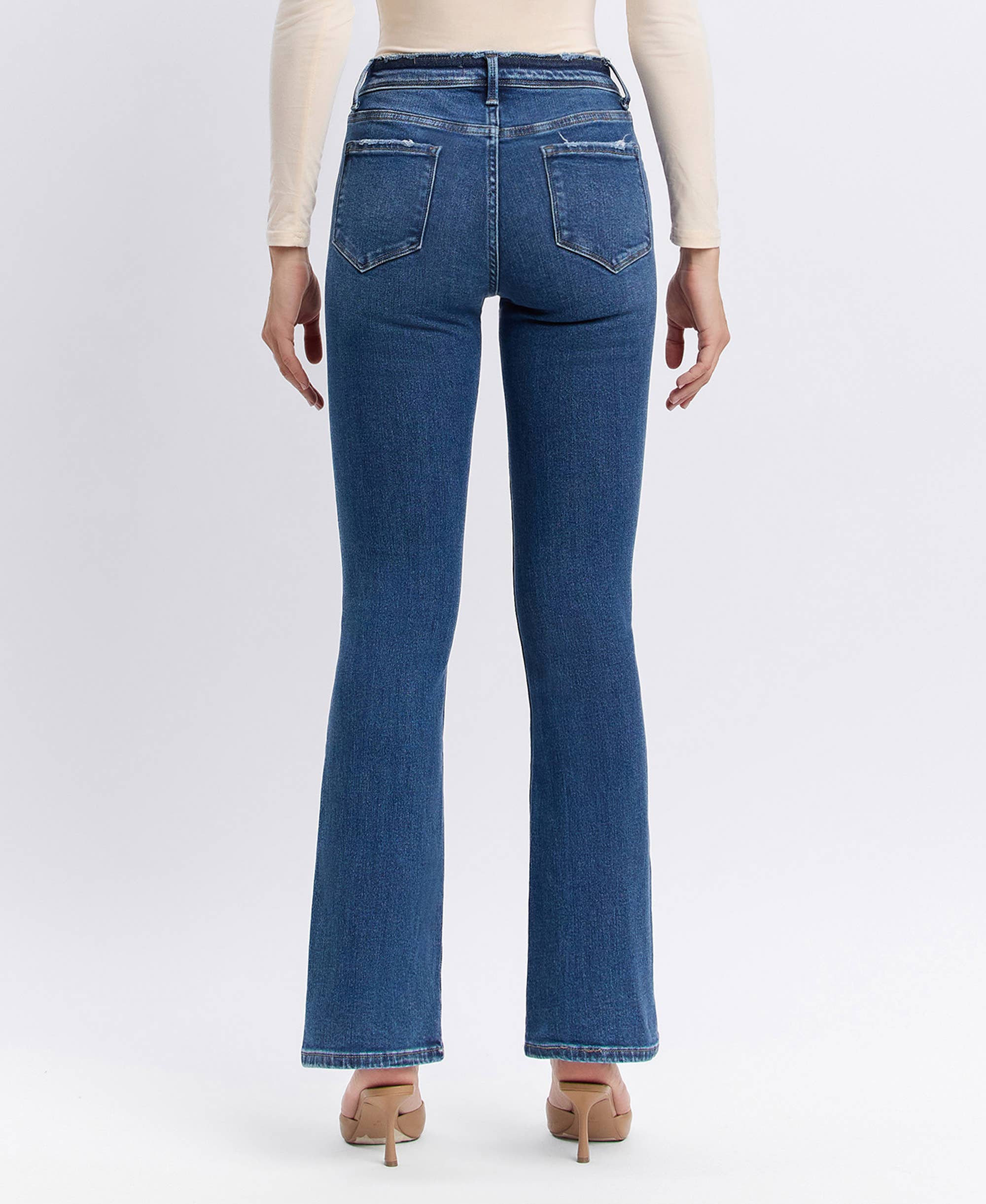 AMETHYST MID RISE SEAMLESS WAISTBAND BOOTCUT JEANS VERVET by FLYING MONKEY