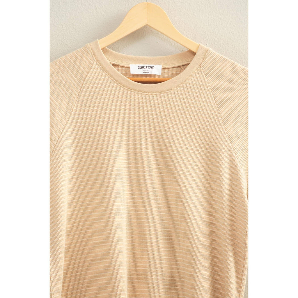Textured Striped Raglan Sleeve Tee