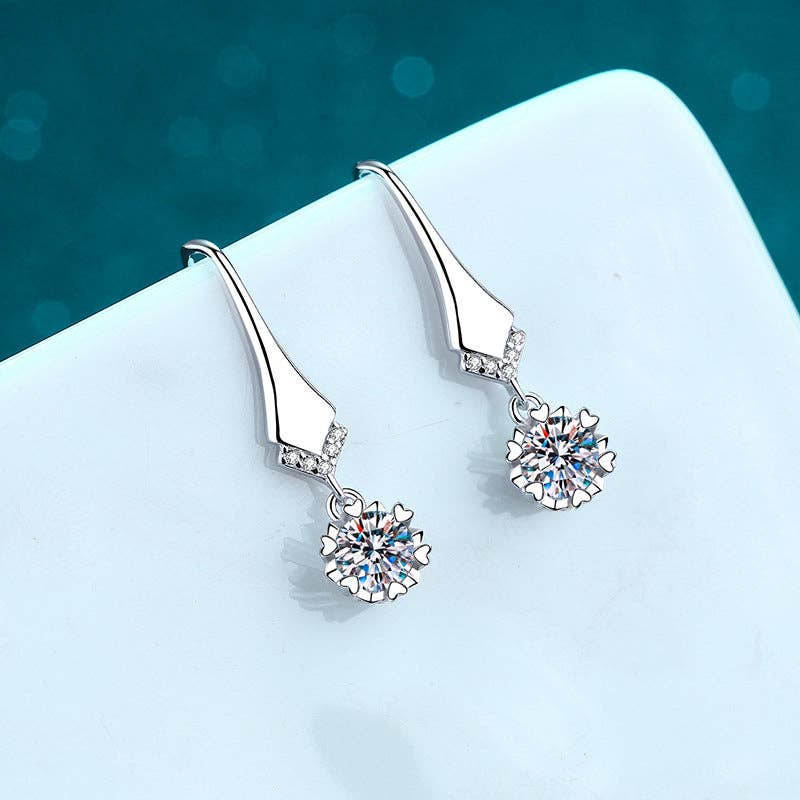 Snowflake Moissanite Drop Earrings in 925 Sterling Silver: 0.5 ct Core Perimade & Co. LLC