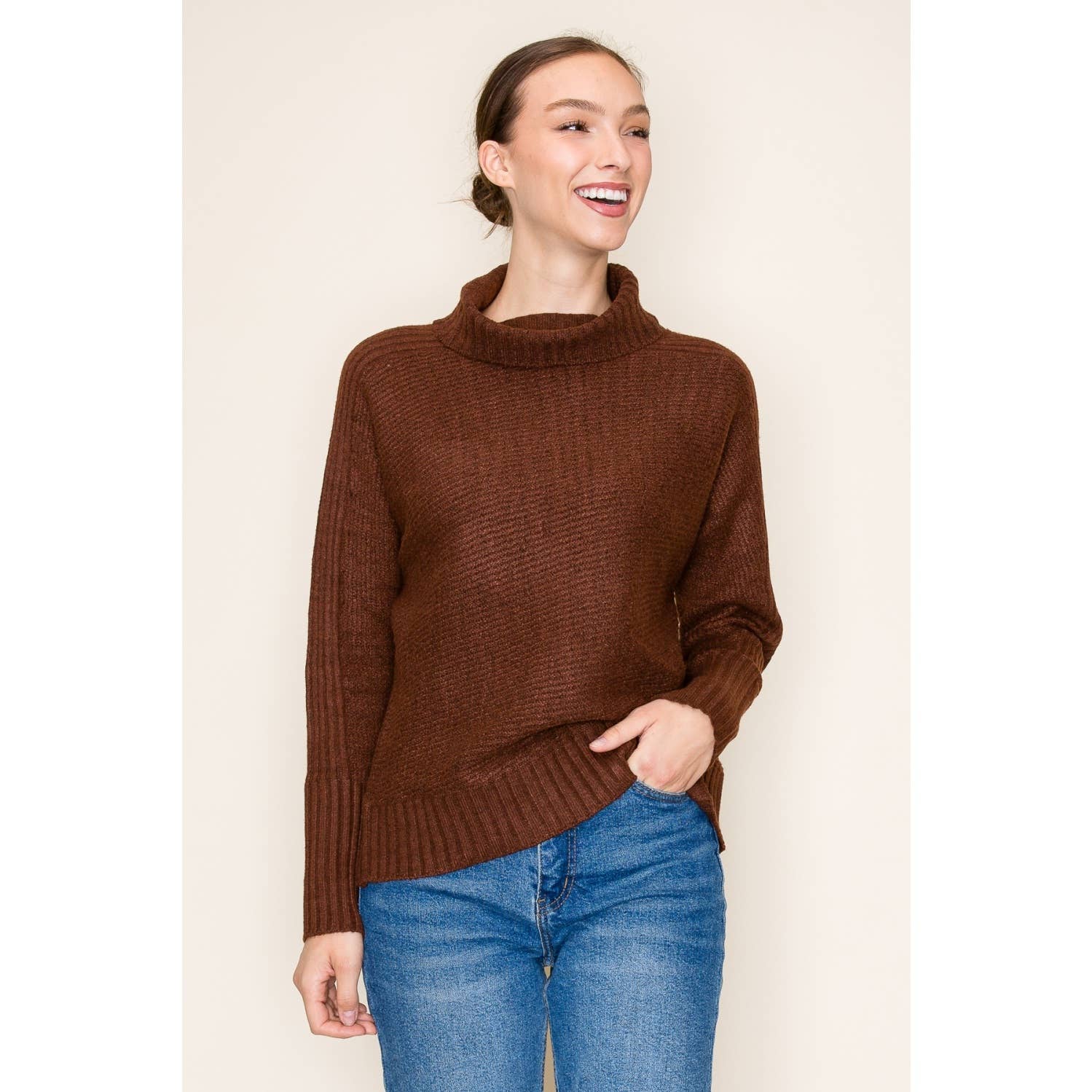 STACCATO - RIBBED TURTLE NECK LONG SLEEVE PULLOVER SWEATER  STACCATO