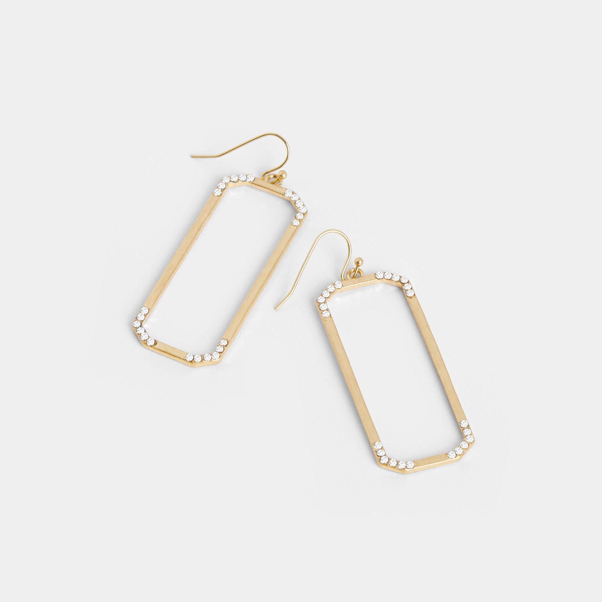 Dainty Rectangle Dangles Earrings - Gold Whispers