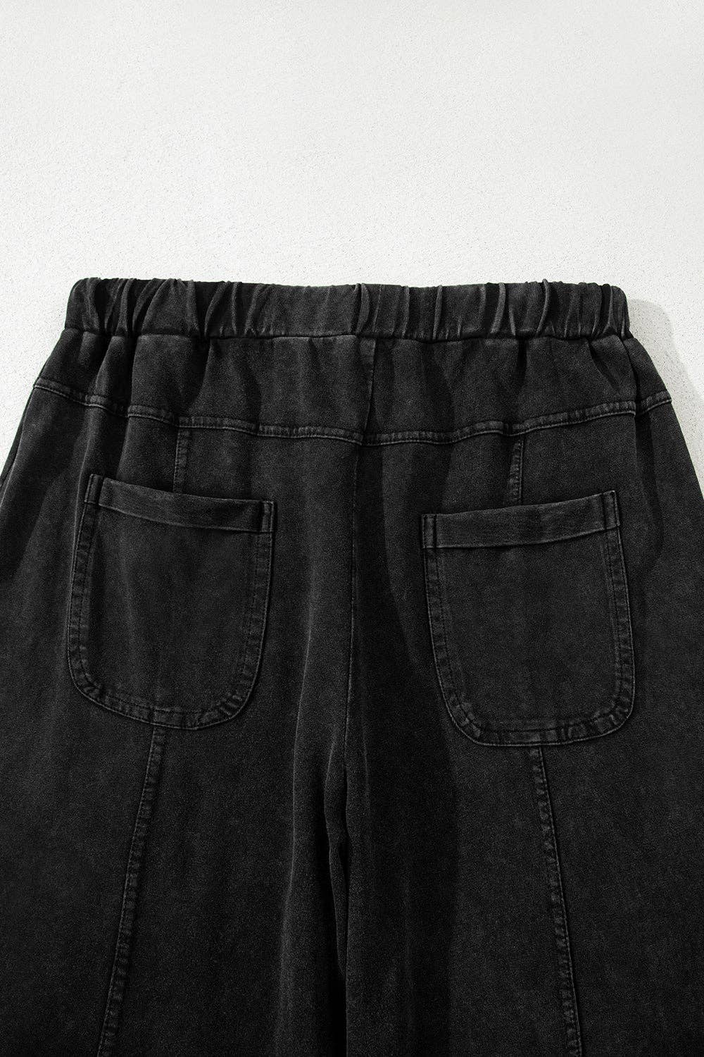 Hannah Mineral Wash Pants-Black | Cargo Pants | Wide Leg