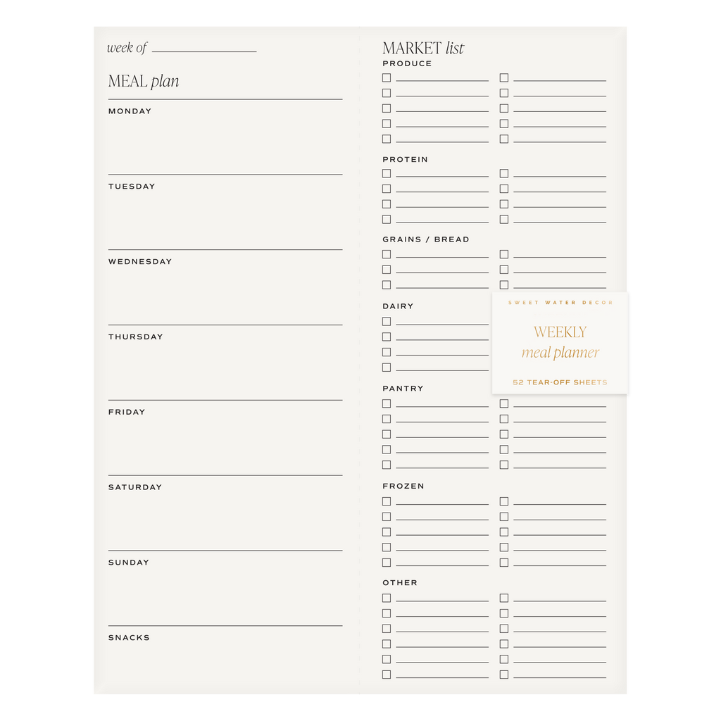 Weekly Meal Plan Notepad – Meal Planner & Grocery List Stationery