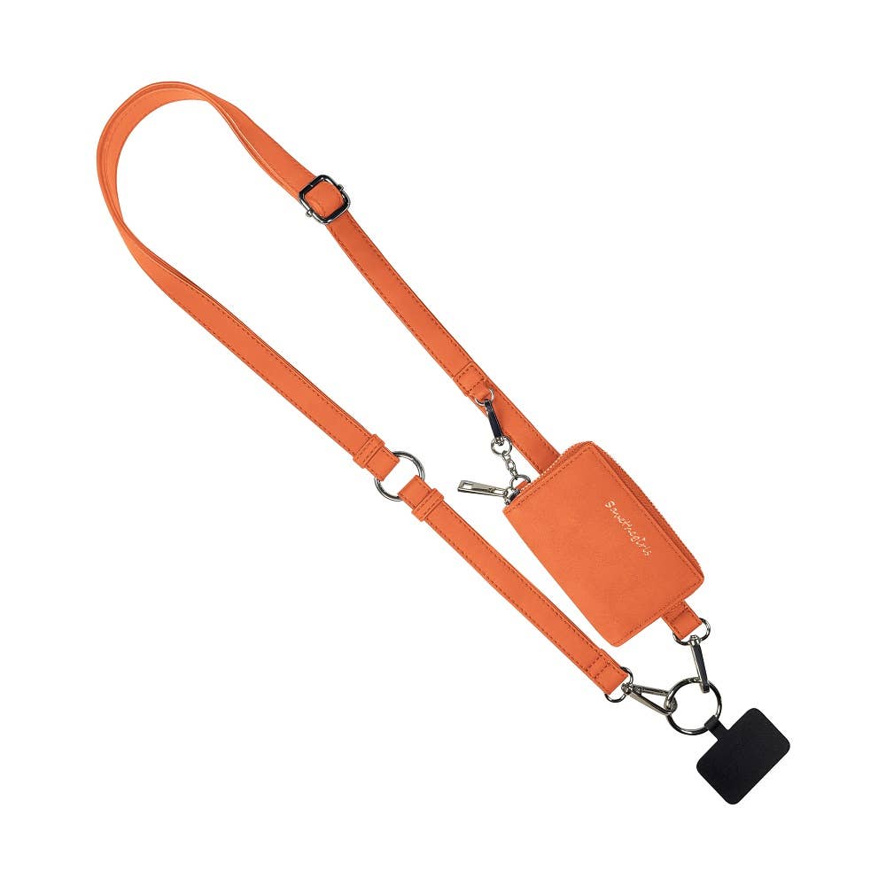 Tangerine Clip & Go Brushed Vegan Leather Phone Lanyard - Rfid Pouch Fall-Winter Save The Girls