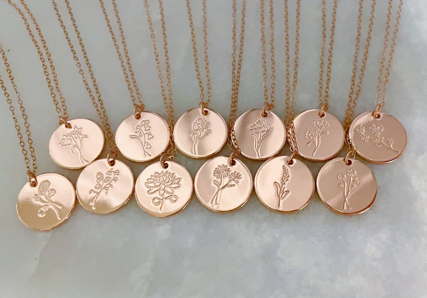 Rose Gold Birth Flower Necklace, Mothers Day Jewelry Gift: December-narcissus Spring-Summer Laalee Jewelry