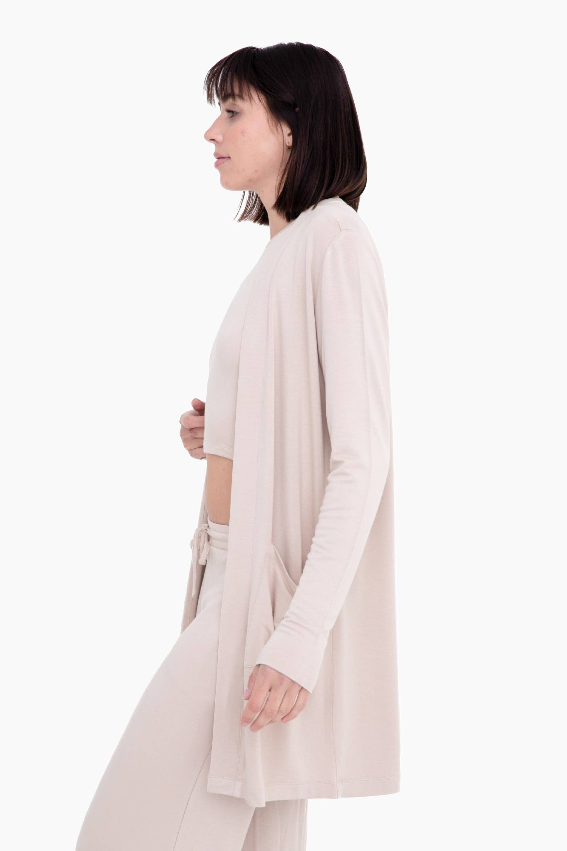 Open-Front Terry lounge Cardigan: NATURAL Spring-Summer Mono B