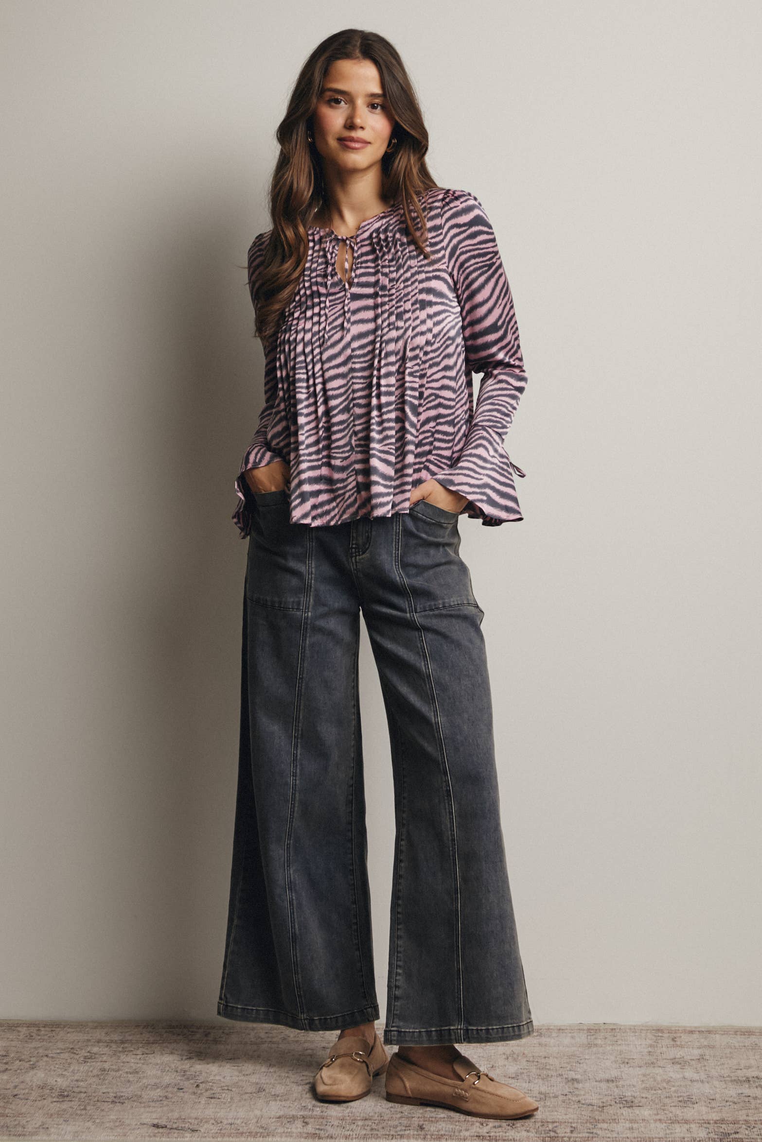 Wide-Leg Stretch Denim Jeans