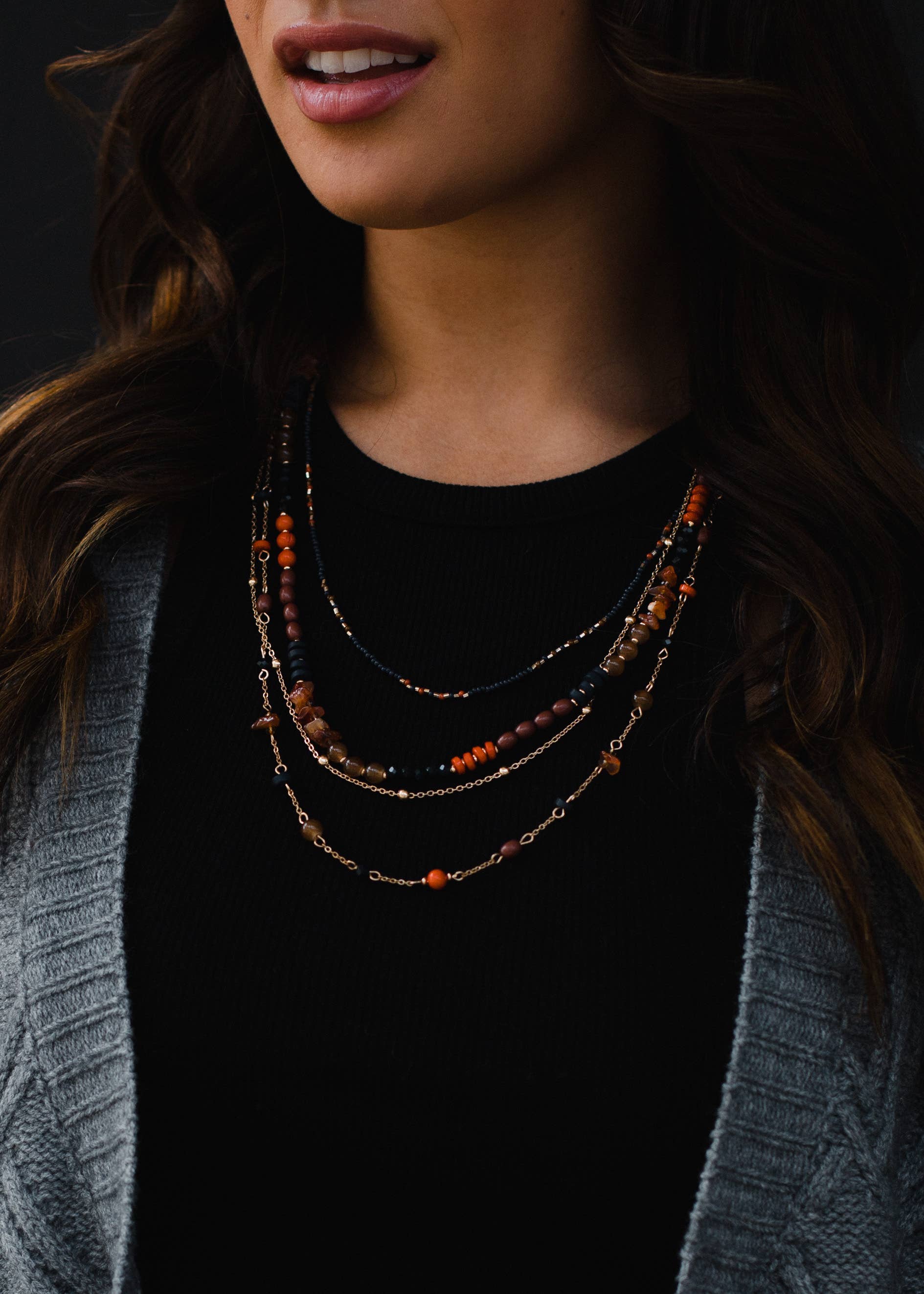 Multicolored Beaded Layered Necklace Core Panache Apparel Co.