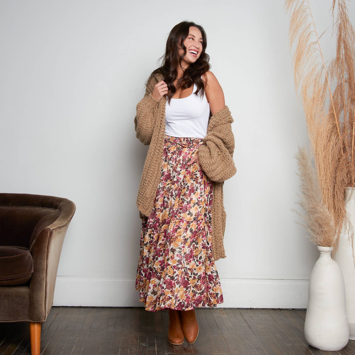 Elsie & Zoey - Hazel Georgette Tiered Maxi Skirt
