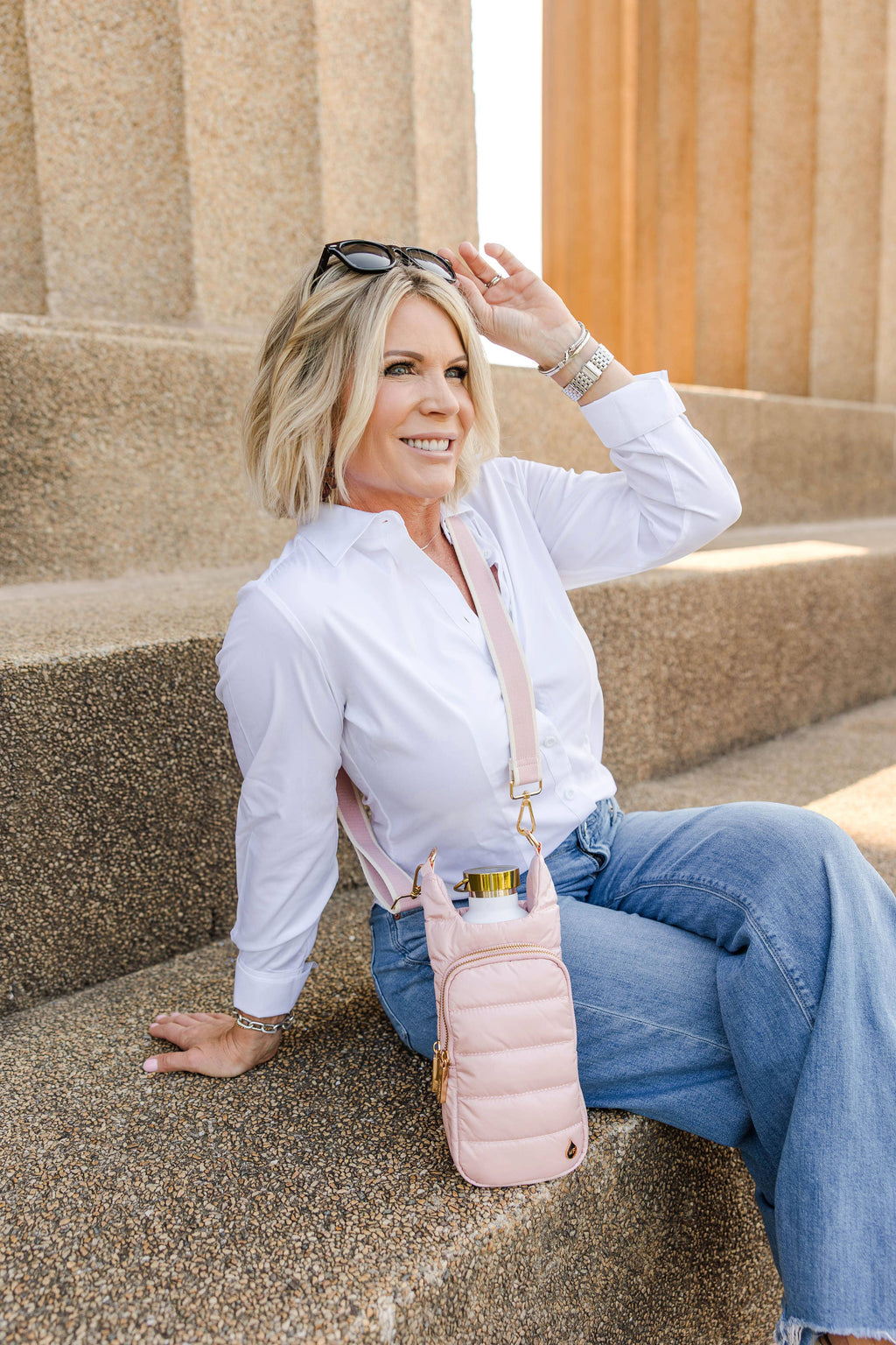 WanderFull - Original HydroBag - Blush HydroBag® with Blush and Ivory Striped Strap