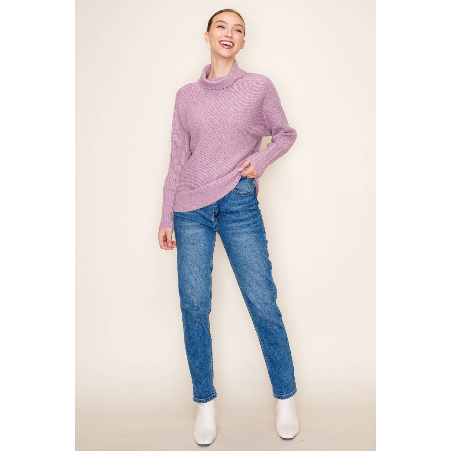 STACCATO - RIBBED TURTLE NECK LONG SLEEVE PULLOVER SWEATER  STACCATO