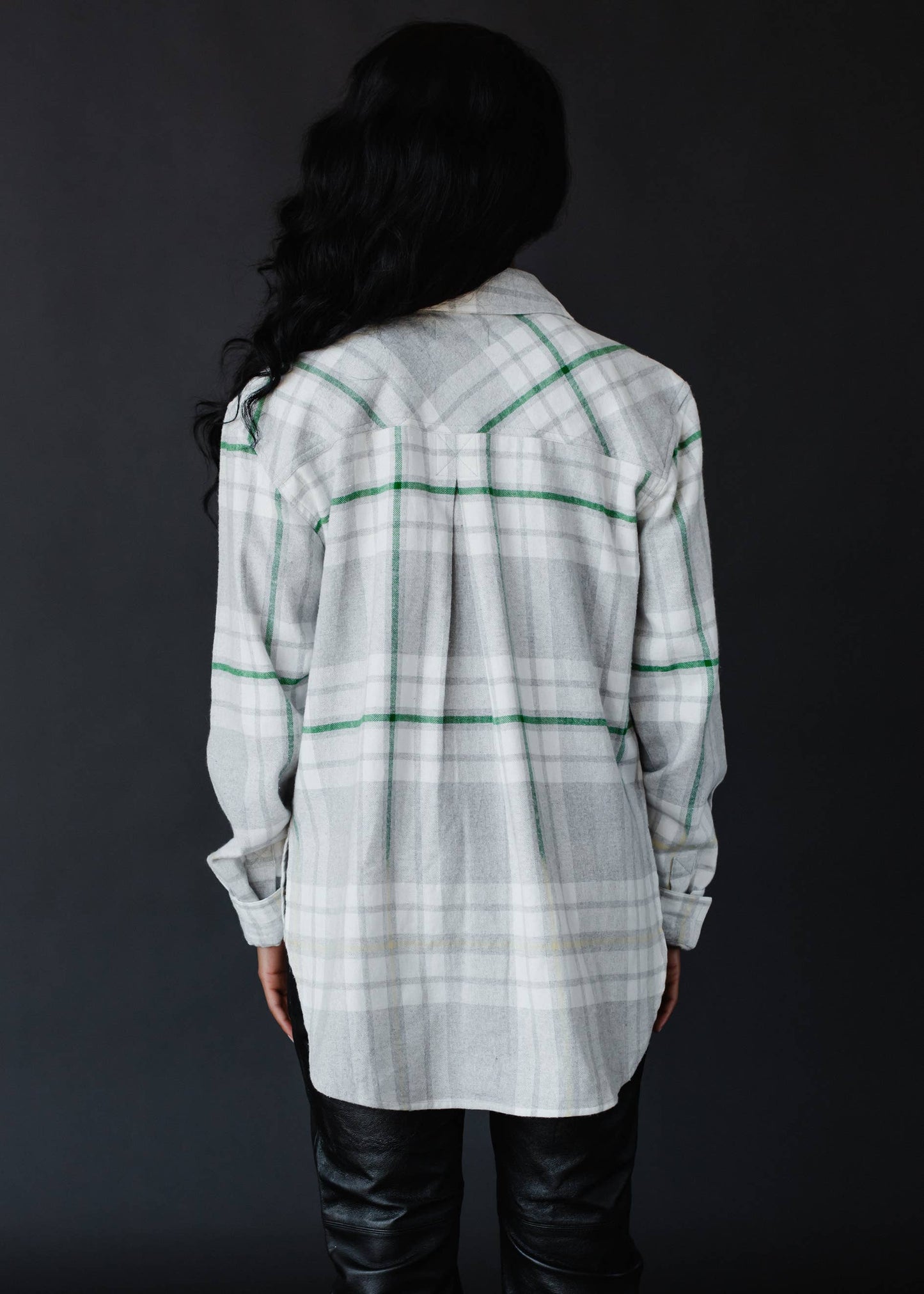 Panache Apparel Co. - Gray, Cream & Green Plaid Flannel  Panache Apparel Co.