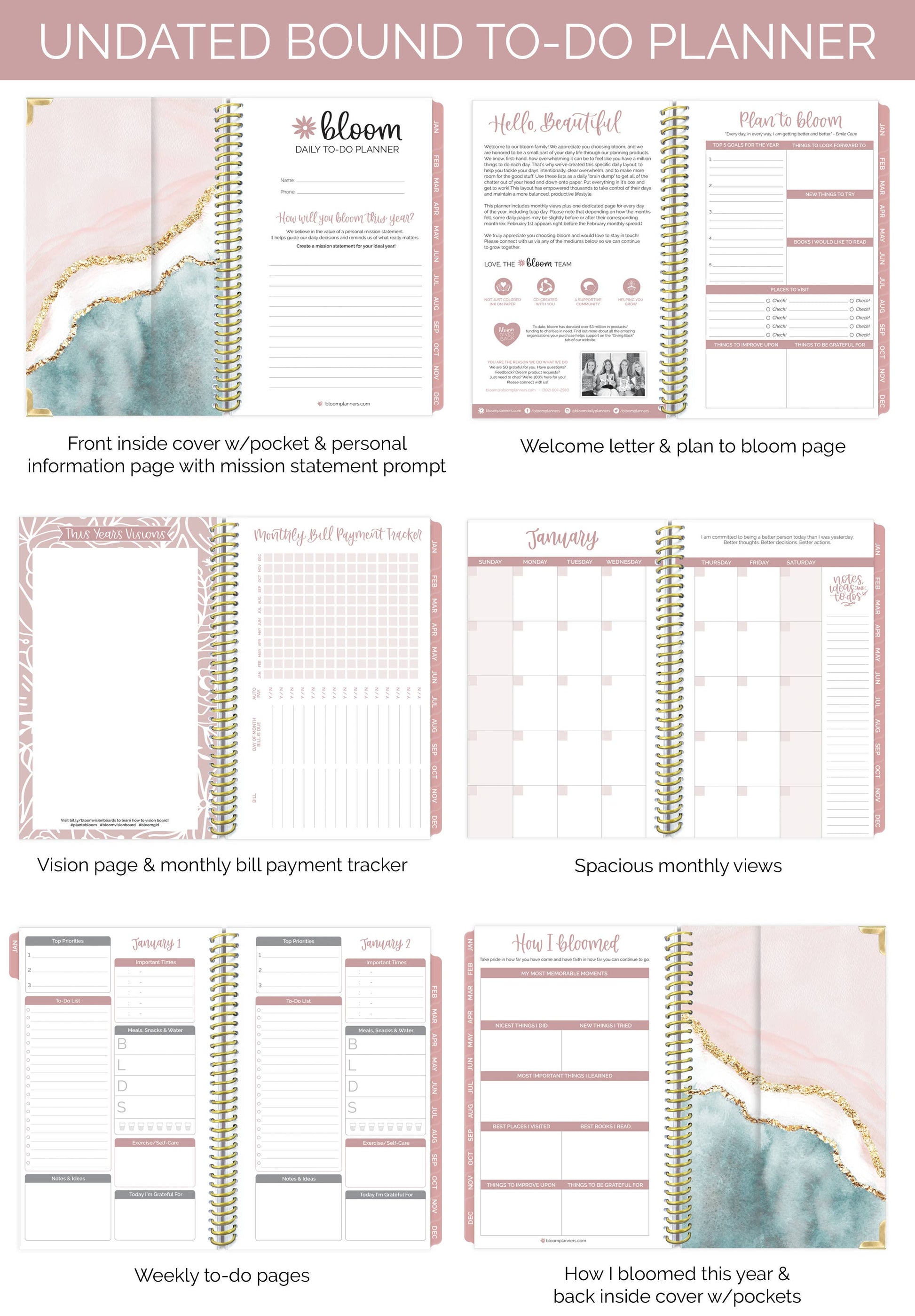 Undated Daily To Do List Planner & Calendar  bloom daily planners