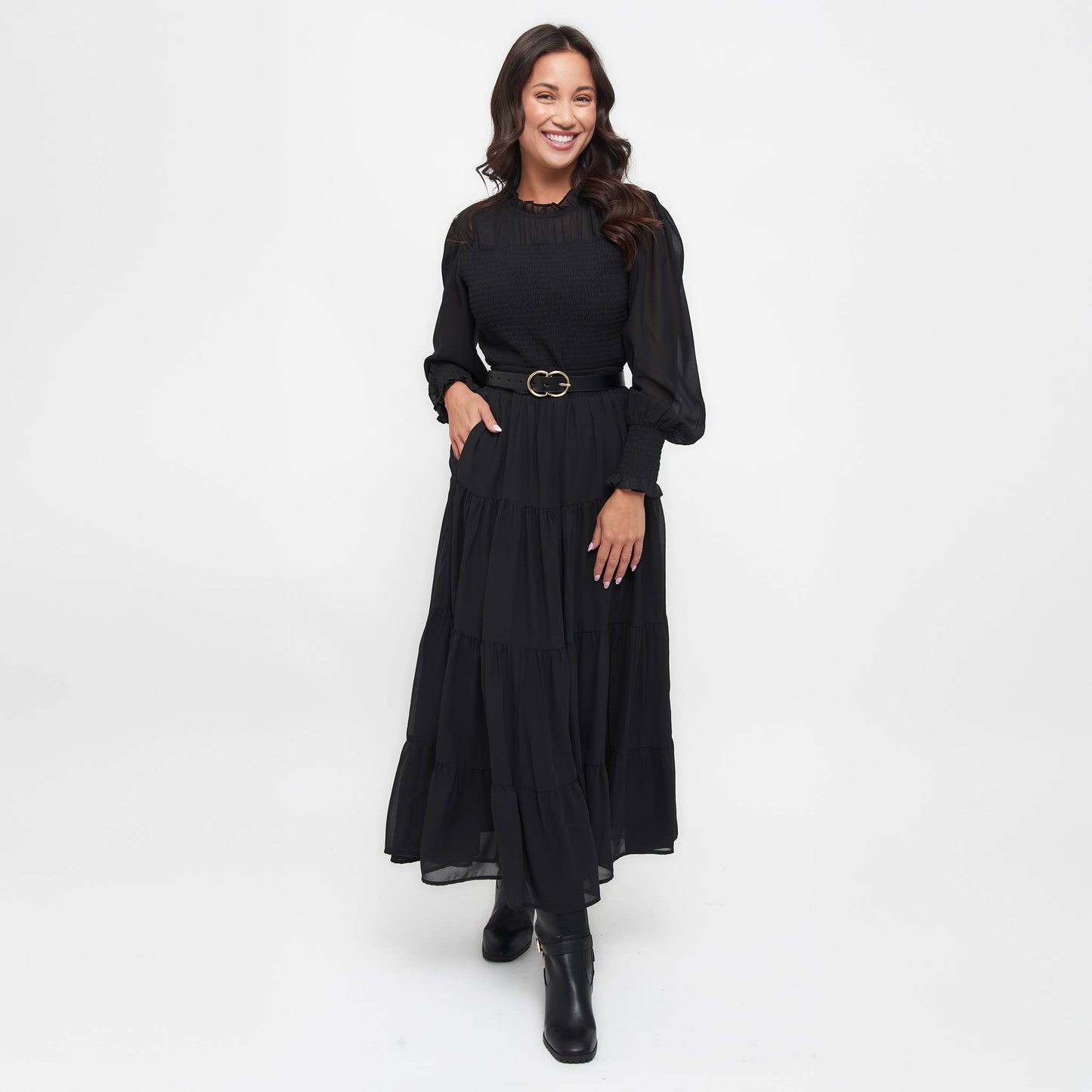 Elsie & Zoey - Hazel Georgette Tiered Maxi Skirt