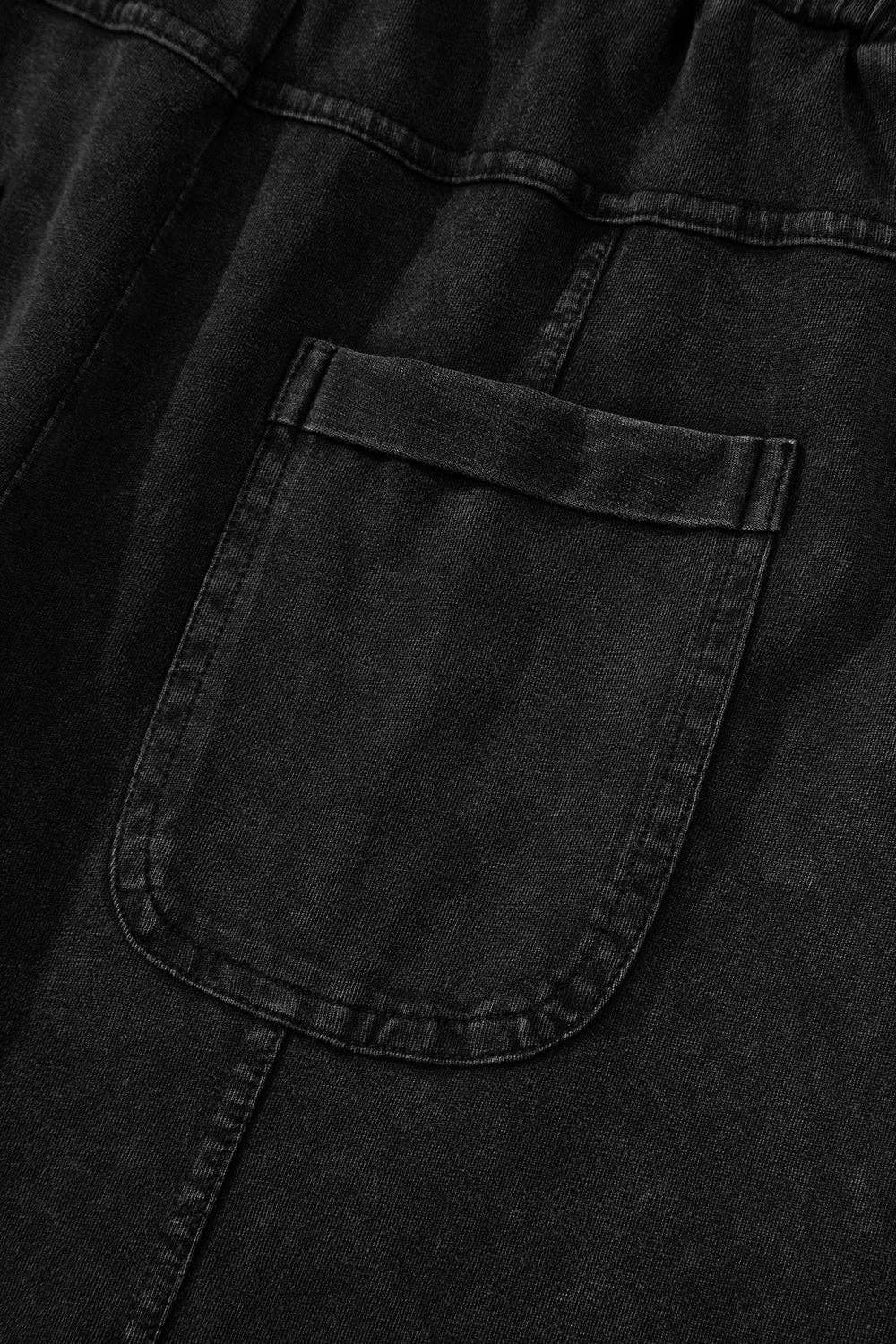 Hannah Mineral Wash Pants-Black | Cargo Pants | Wide Leg