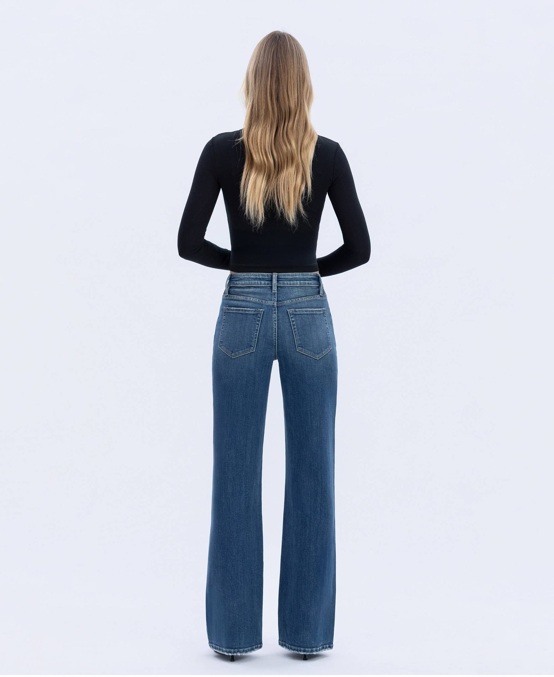 FLYING MONKEY - HIGH RISE FULL LENGTH VINTAGE FLARE JEANS F6268 FLYING MONKEY