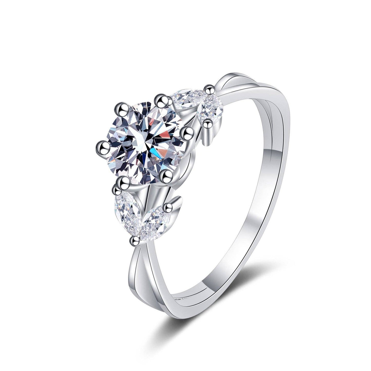 Six-Prong Moissanite Flower Ring in 925 Sterling Silver Core Perimade & Co. LLC