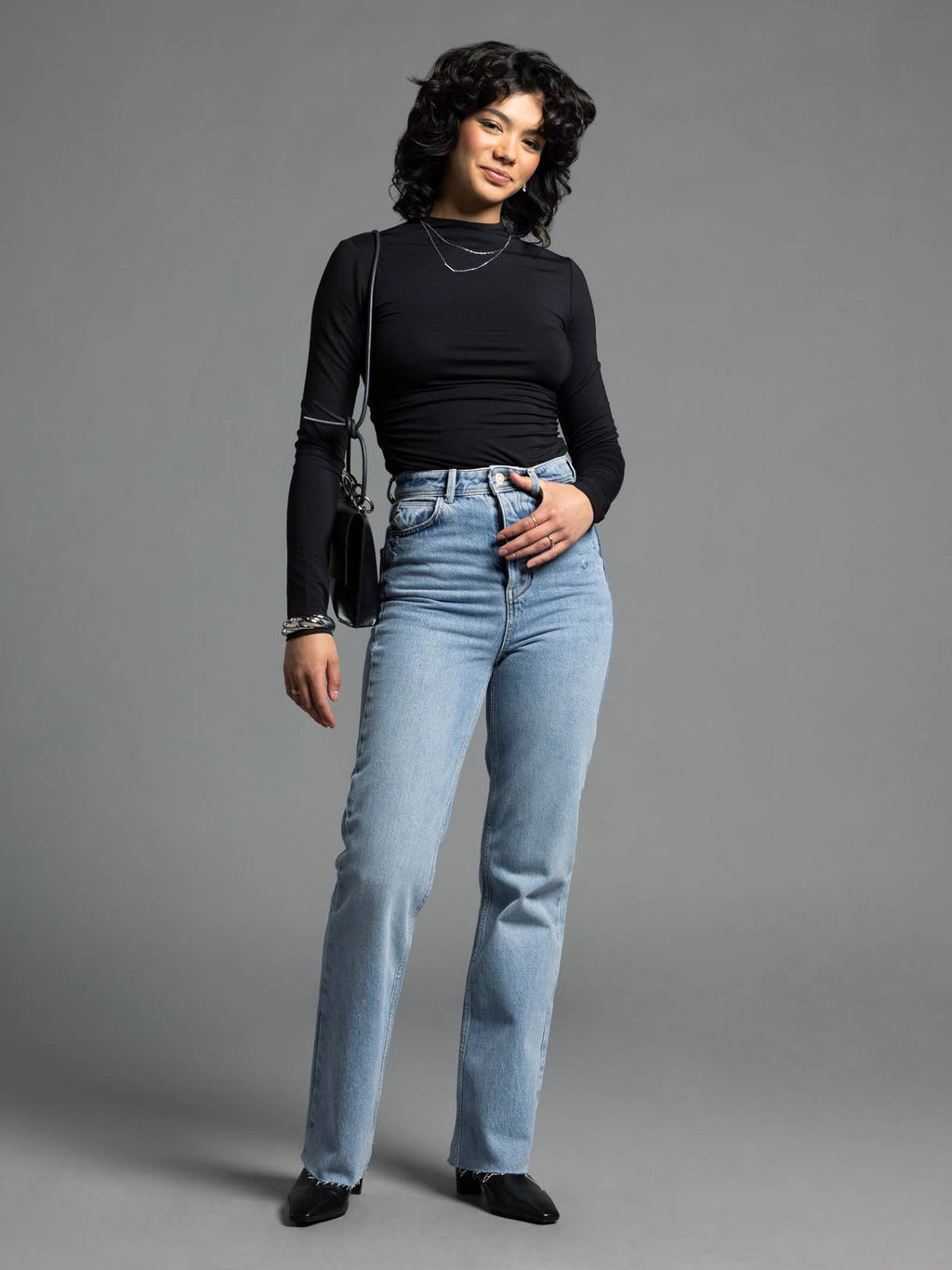 Side Ruched Top – Long Sleeve Top with Gathered Sides