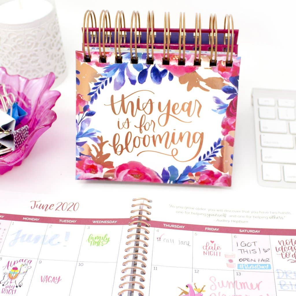 Inspirational Perpetual Desk Easels, Handlettered Quotes Core bloom daily planners
